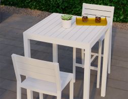 Halki White Bar Outdoor Set Backrest Stool