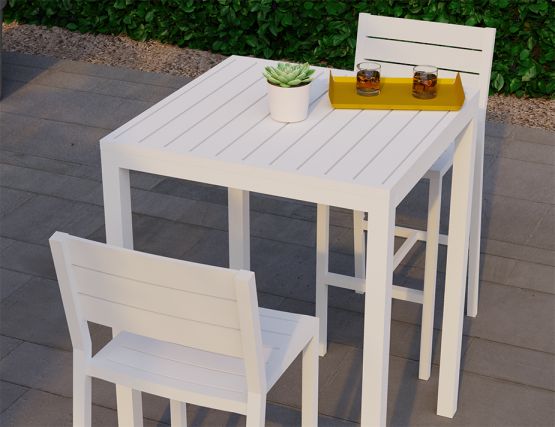 Halki White Bar Outdoor Set Backrest Stool