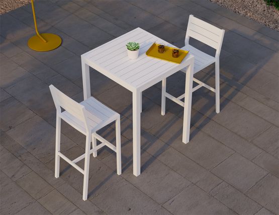 Outdoor Bar Set White Matching Durable