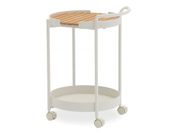 Fino Outdoor Teak Bar Cart Drinks Trolley Matt White by Bent Design image