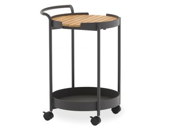 Fino Outdoor Teak Bar Cart Drinks Trolley Matt Charcoal by Bent Design image