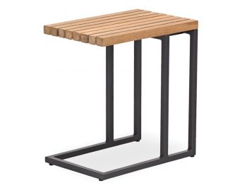 Cube Outdoor Teak Side Table Matt Charcoal by Bent Design image