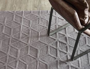 Lima Geometric Wool Blend Rug Grey image