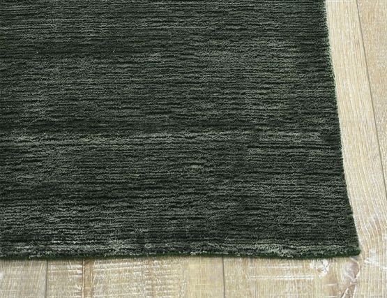 Forest Green Knotted Wool And Artsilk Rug