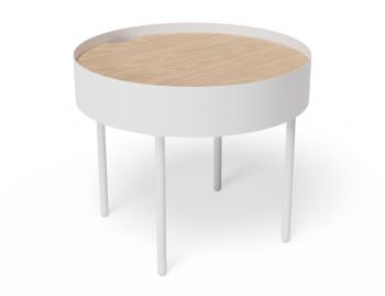 Tao Side Table White Frame with Natural Ash Top by Bent Design image