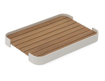 Fino Outdoor Teak Tray Rectangle Matt White by Bent Design image