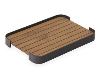 Fino Outdoor Teak Tray Rectangle Matt Charcoal by Bent Design image