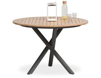 Sapporo Outdoor Solid Teak 110cm Round Table Matt Charcoal by Bent Design image