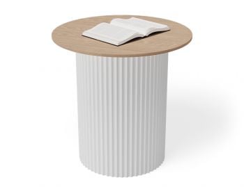 Mimi Side Table White Base with Natural Ash Top by Huset image