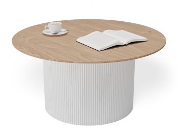 Mimi Coffee Table White Base with Natural Ash Top by Huset image