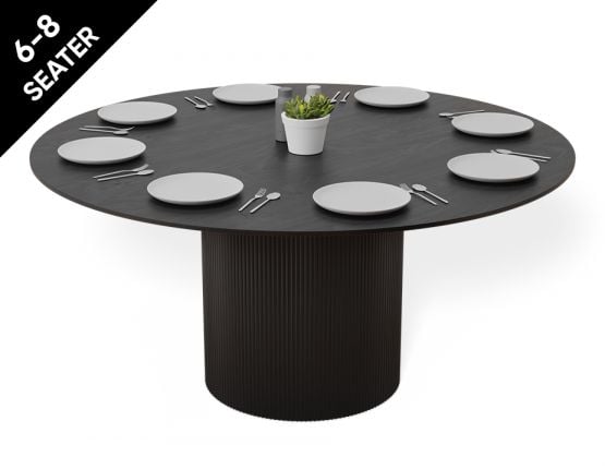 Large round black dining table deals