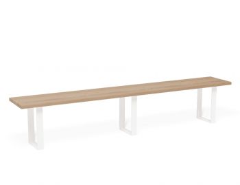 Odense Solid Oak 240cm Bench Seat with White Metal Legs image