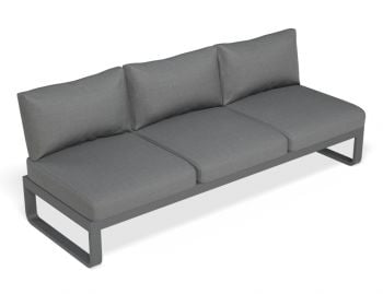 Fino Outdoor Modular 3 Seater Sofa Sun Lounge Matt Charcoal aluminium with Dark Grey Cushions image