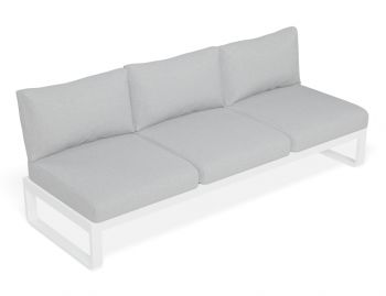 Fino Outdoor Modular 3 Seater Sofa Sun Lounge Matt White aluminium with Light Grey Cushions image