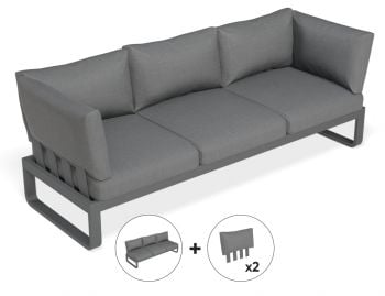 Fino Config A - Outdoor Modular Sofa / Matt Charcoal Aluminium / Dark Grey Cushions by Bent Design image