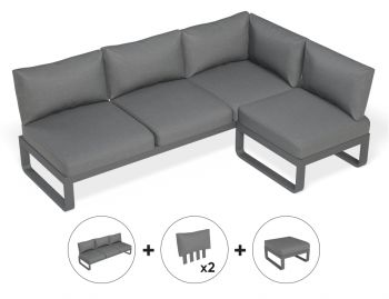 Fino Config C - Outdoor Modular Sofa / Matt Charcoal Aluminium / Dark Grey Cushions by Bent Design image