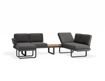 Delmar Config F - Outdoor Modular Sofa in Charcoal - Granite Grey Cushions by Bent Design image