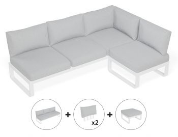 Fino Config C - Outdoor Modular Sofa / Matt White Aluminium / Light Grey Cushions by Bent Design image