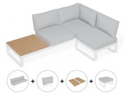 3 Seater L Config Teaktrays Oneside Label