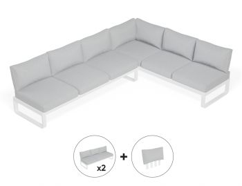 Fino Config E - Outdoor Modular Sofa / Matt White aluminium / Light Grey Cushions by Bent Design image