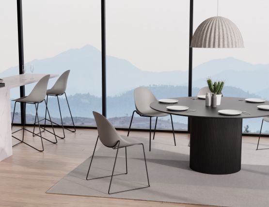 Pebble Rail 4pole Chairs Stools Grey Dining Setting