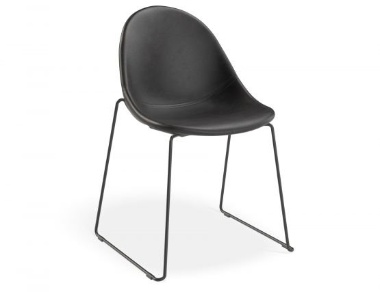 Pebble Rail Chair Black Leather MAIN