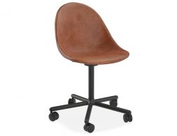 Brown Leather Swivel Castor Pebble MAIN