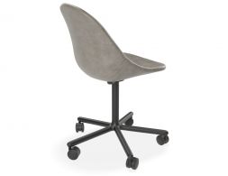 Grey Leather Swivel Castor Pebble BACK