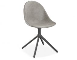 Grey Leather Swivel Pebble BACK