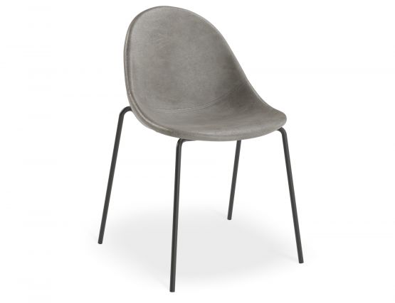 Pebble Grey Leather 4 Pole Chair 1 Shinier Darker