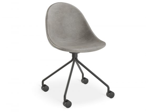 Senchuan Grey Leather Office Chair 1 Shinier