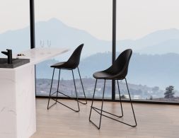 Pebble Stools Black Leather Closeup