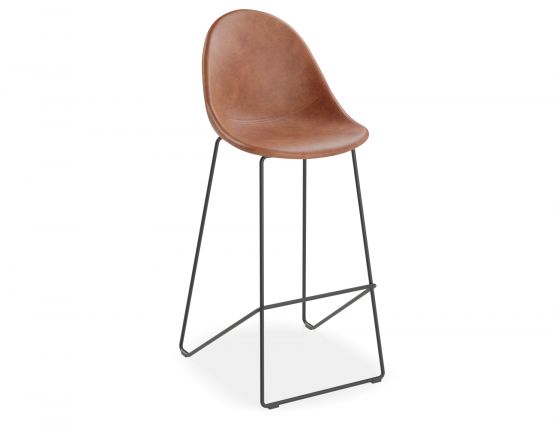 Pebble Bar Stool Brown Leather 1