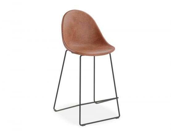 Pebble Kitchen Stool Brown Leather 1