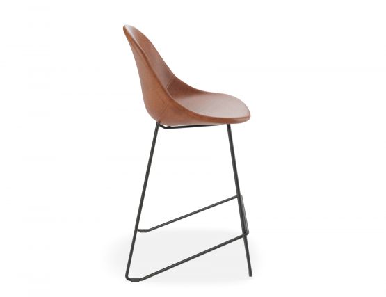 Pebble Kitchen Stool Brown Leather 2