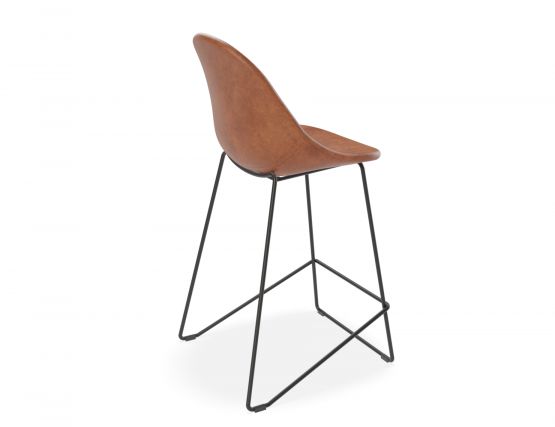 Pebble Kitchen Stool Brown Leather 3