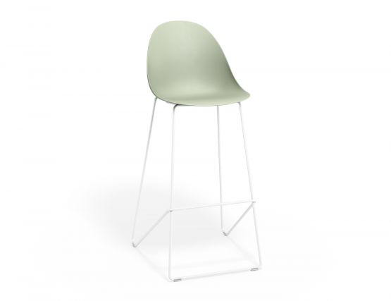 P 1 Pebble Barstool Greenseat Whiteframe