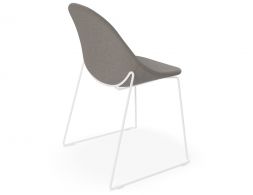 Pebble Rail Chair Dark Grey Fabric White Base 2