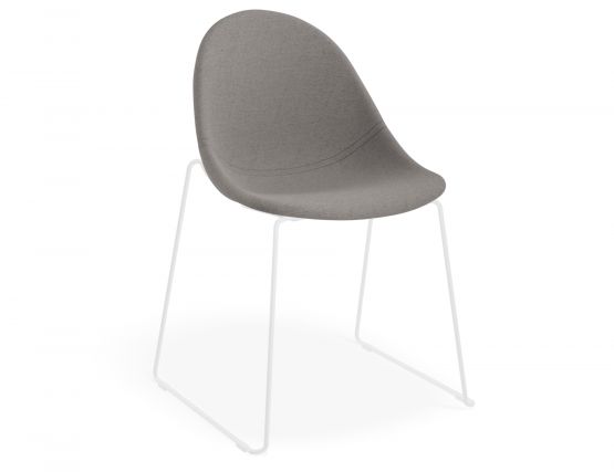 Pebble Rail Chair Dark Grey Fabric White Base 1