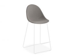 Pebble Kitchen Stool Dark Grey Fabric White Base 1