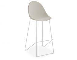 Pebble Bar Stool Light Grey Fabric White Base 1