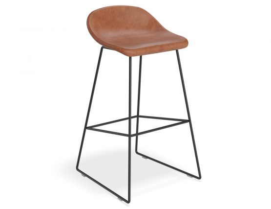 Pop Stools Brown Leather Front Quarter