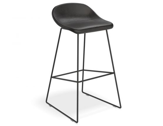 Pop Stools Black Leather Front Quarter