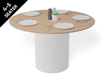 Mimi 120cm Dining Table White Base with Natural Ash Top By Huset image