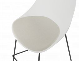 White Seat Light Grey Fabric Cushion