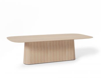 P.O.V. Table 466 Rectangle (Heavily Rounded Corners) 130x26cm - Solid European Oak Top / Natural Base image