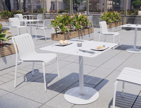 White aluminum online patio chairs