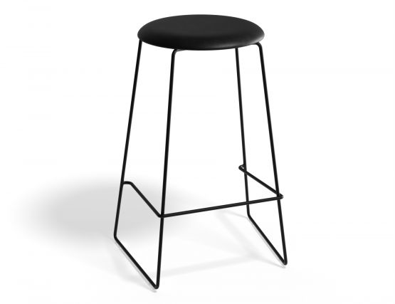 HUGO Barstool 66cm Blackframe Blackvinyl Roundseat