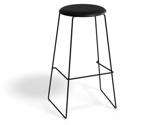 HUGO Barstool 75cm Blackframe Blackvinyl Roundseat