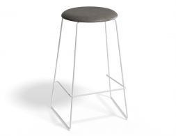 HUGO Barstool 66cm Whiteframe Greyvinyl Roundseat